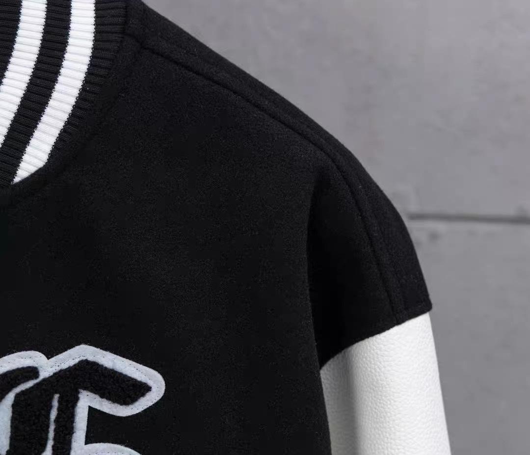 スタジャン 黒/白　ブラックホワイト3刺繍口 ゴ付き