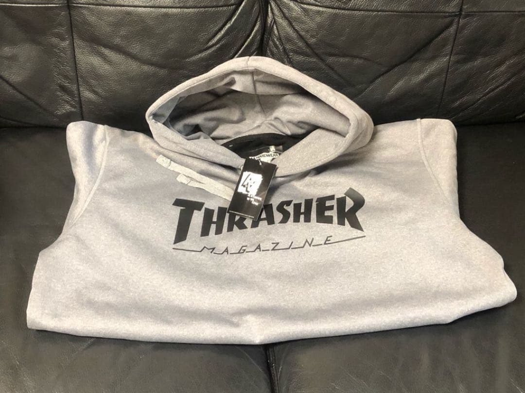 L】高性能 撥水パーカー THRASHER グレー フーディ