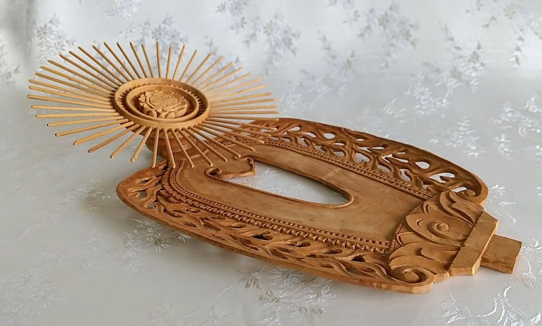 光背のみ#549 立像6.0寸用 放射光 火焔 透し彫◆白檀 木彫 仏像付属品