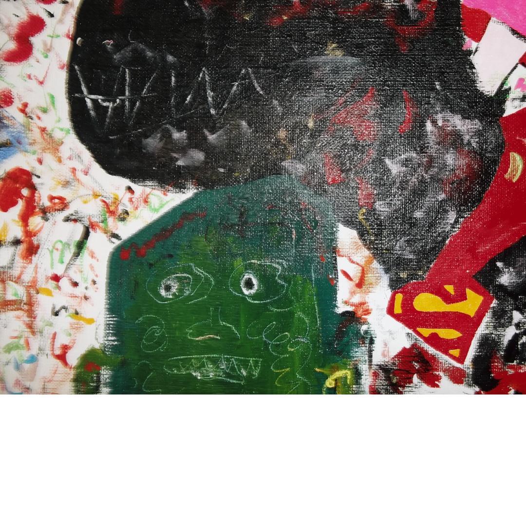 天才クリア・クリムゾンの真作保証作品　Ｆ２０号　正義の味方チラノ君と仲間達