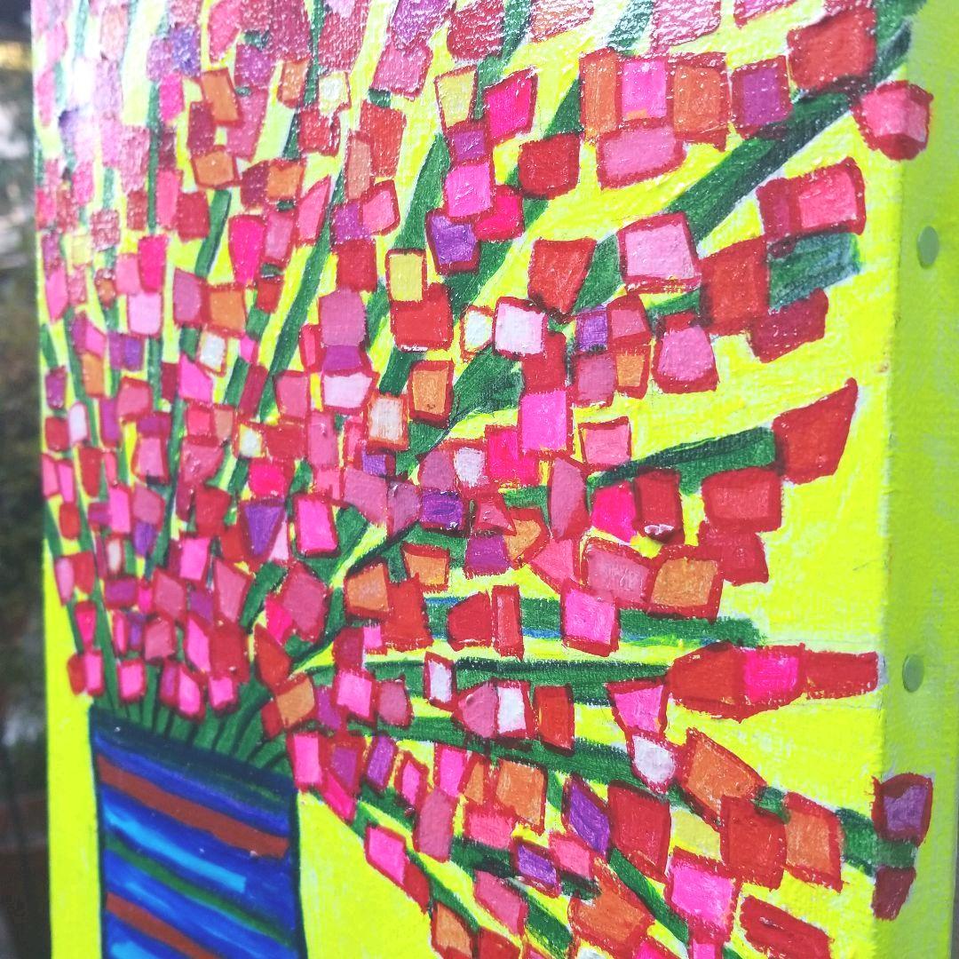 油絵　専用　カラフルな花瓶のお花　抽象画