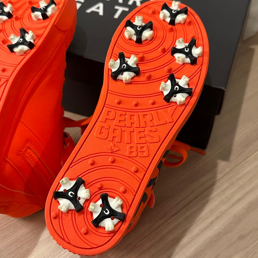 【超美品】パーリーゲイツ ゴルフシューズ ハイカット オレンジ 22.5cm