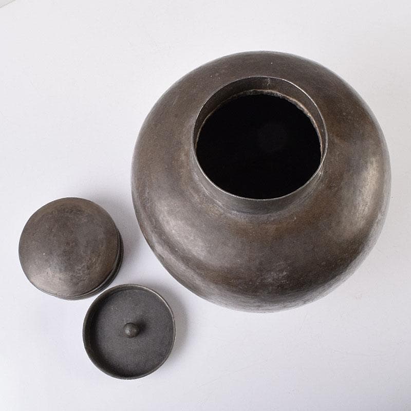 くろむ　古錫　鮎銅銘　大茶壷　茶心壷　重さ約1711ｇ　M　R8997H