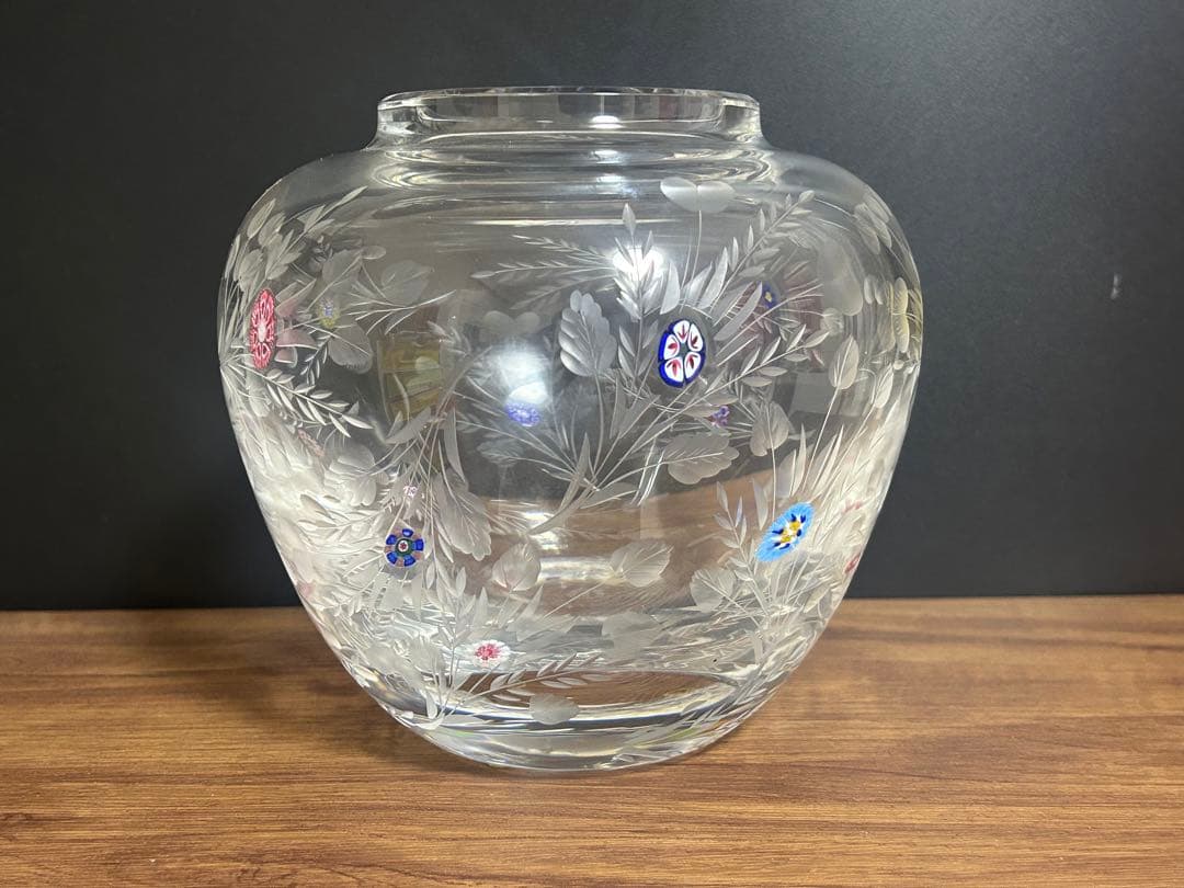 サンルイ 高級シリーズ ボッティチェリ ミルフィオリ グラヴィールカット 花瓶