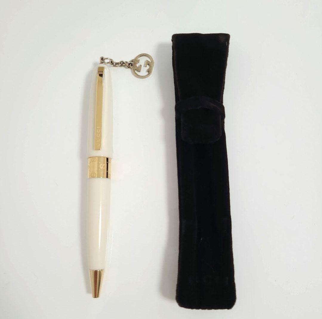 GUCCI ボールペン 専用ケース 説明書付き ホワイト ゴールド