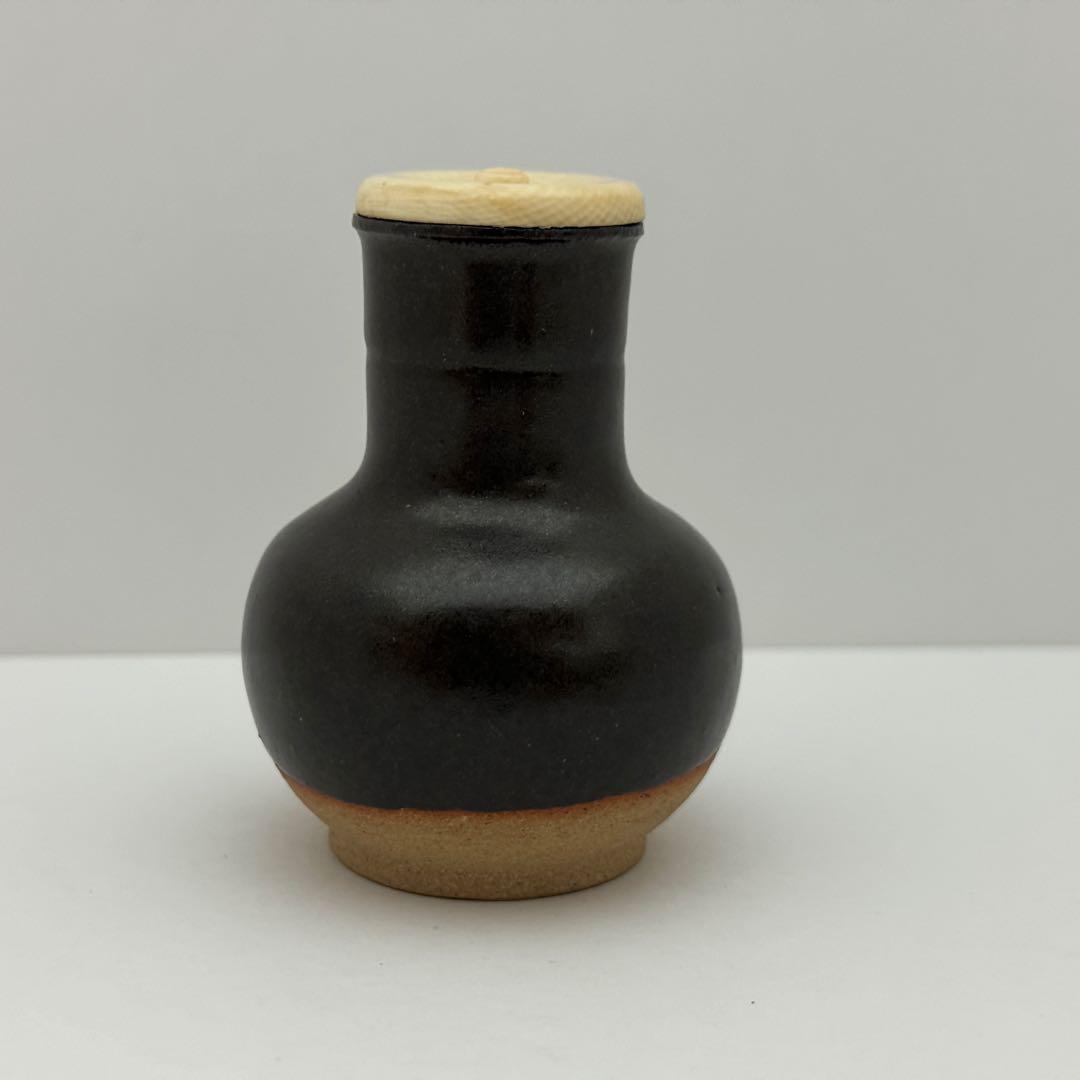 茶道具 暁窯 岡田暁山 利休鶴首写茶入 仕服添 茶道