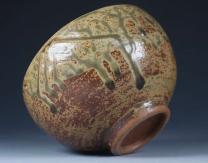 【阿蘇熔岩】火山灰　高田焼　酒井雅女　抹茶碗　阿蘇山図画　焼締　古信楽