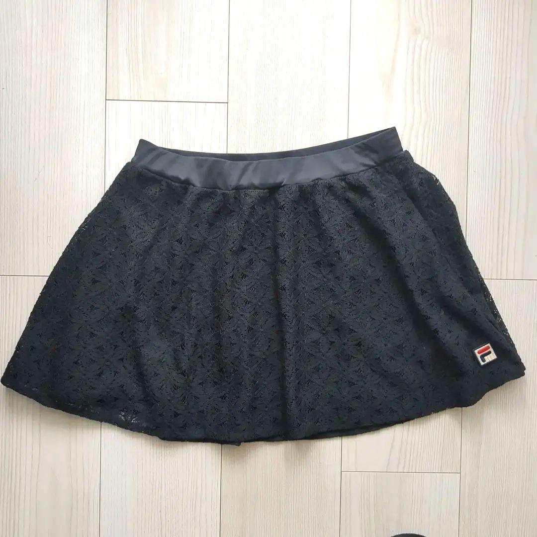 FILA ブラック レース フレアスコート✩レディース✩Mサイズ✩2024SS