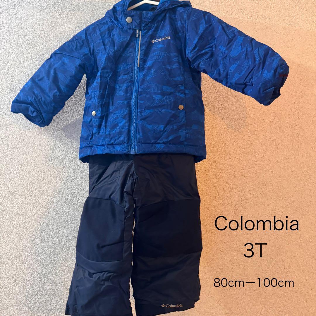 【A】Colombia スキーウェア XS 緑色/3T 青色　セット