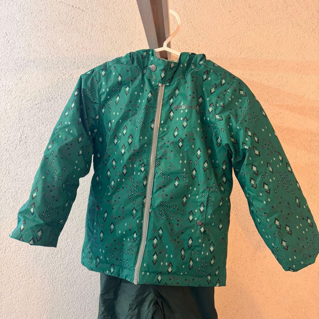 【A】Colombia スキーウェア XS 緑色/3T 青色　セット