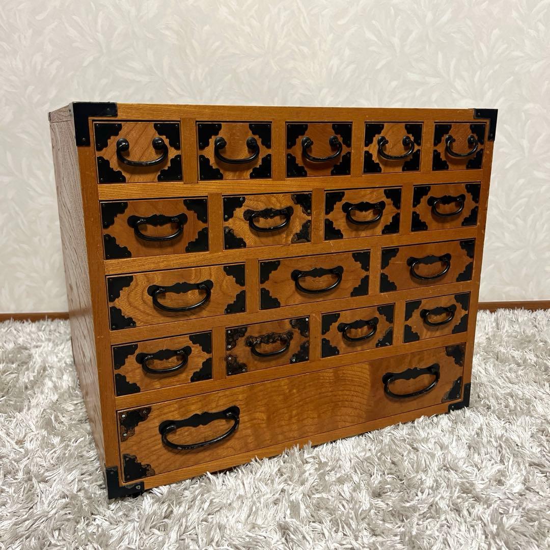 骨董品　薬箪笥　薬箱　小箪笥　5段小引き出し17杯 昭和レトロ 小物入れ ②