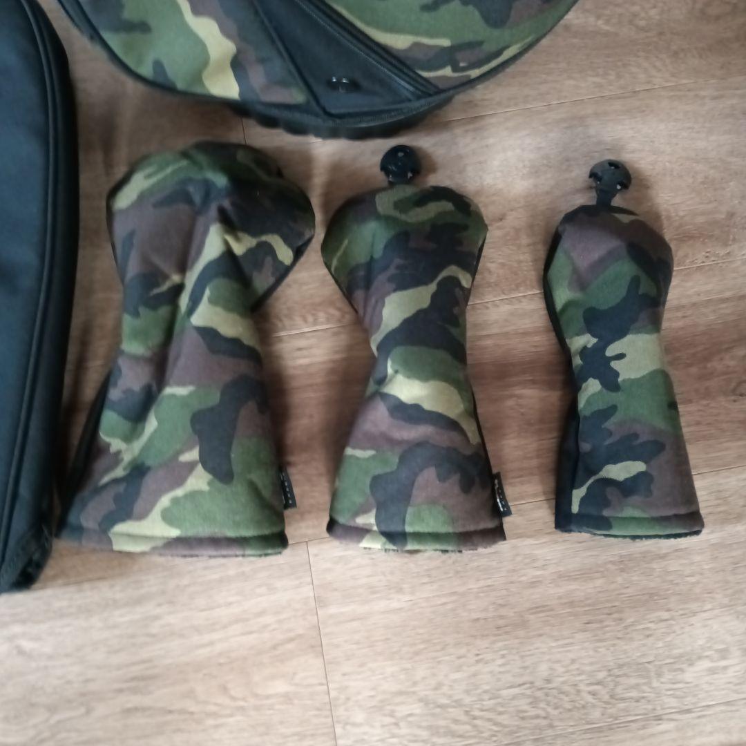 【美品】スタンド型キャディバッグ（ヘッドカバー付き）迷彩