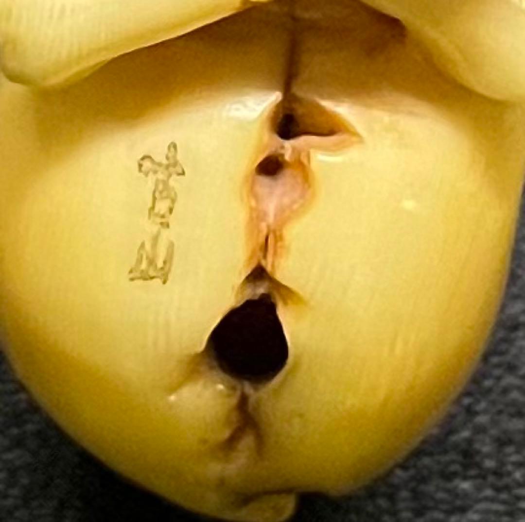 激レア！骸骨根付け 鼠 骨製 スカル 髑髏 時代物 アンティーク 古山 ボーン