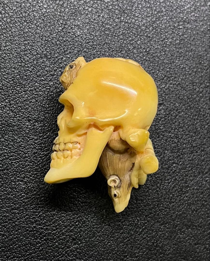 激レア！骸骨根付け 鼠 骨製 スカル 髑髏 時代物 アンティーク 古山 ボーン