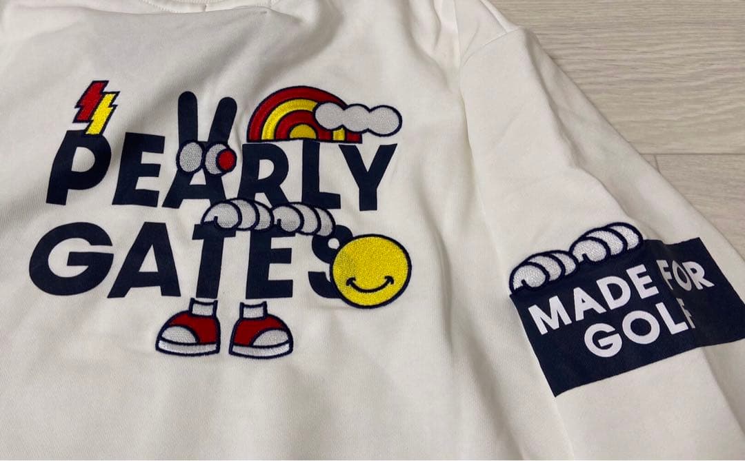 新品 正規品 パーリーゲイツ どうしちゃったPG スウェット 日本製 白 5 L