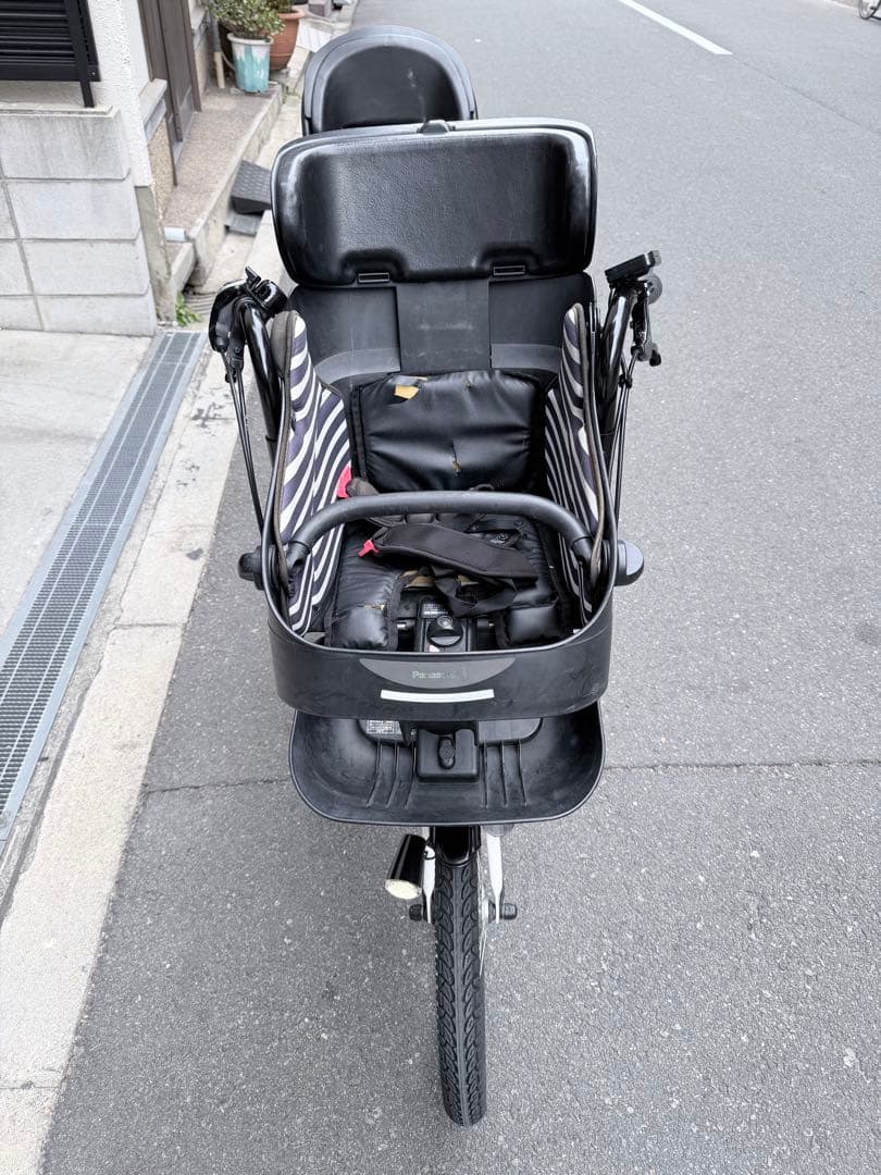 子供乗せ　3人　パナソニック　電動アシスト自転車 チャイルドシート付き ホワイト