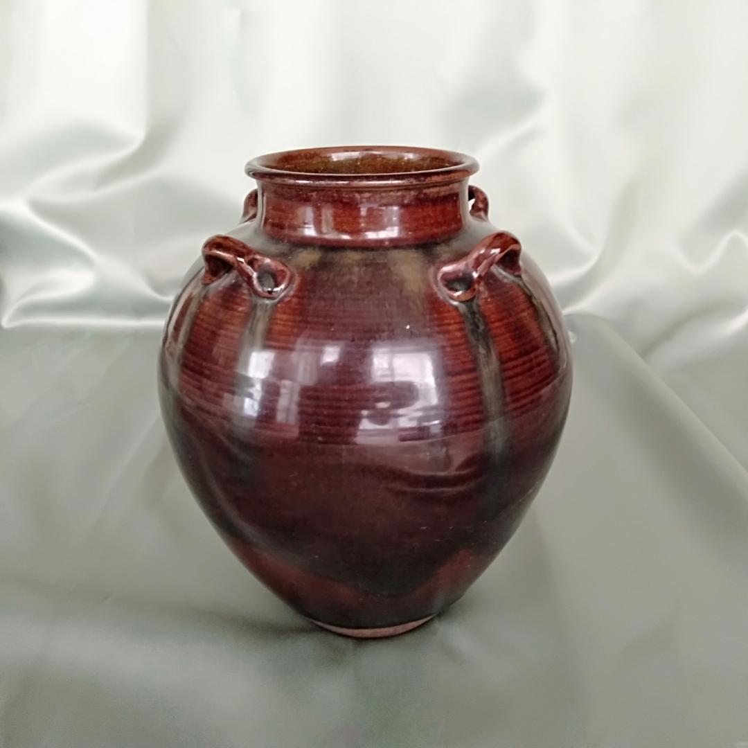 高取焼　八仙　飾壷　四耳　壺　花入