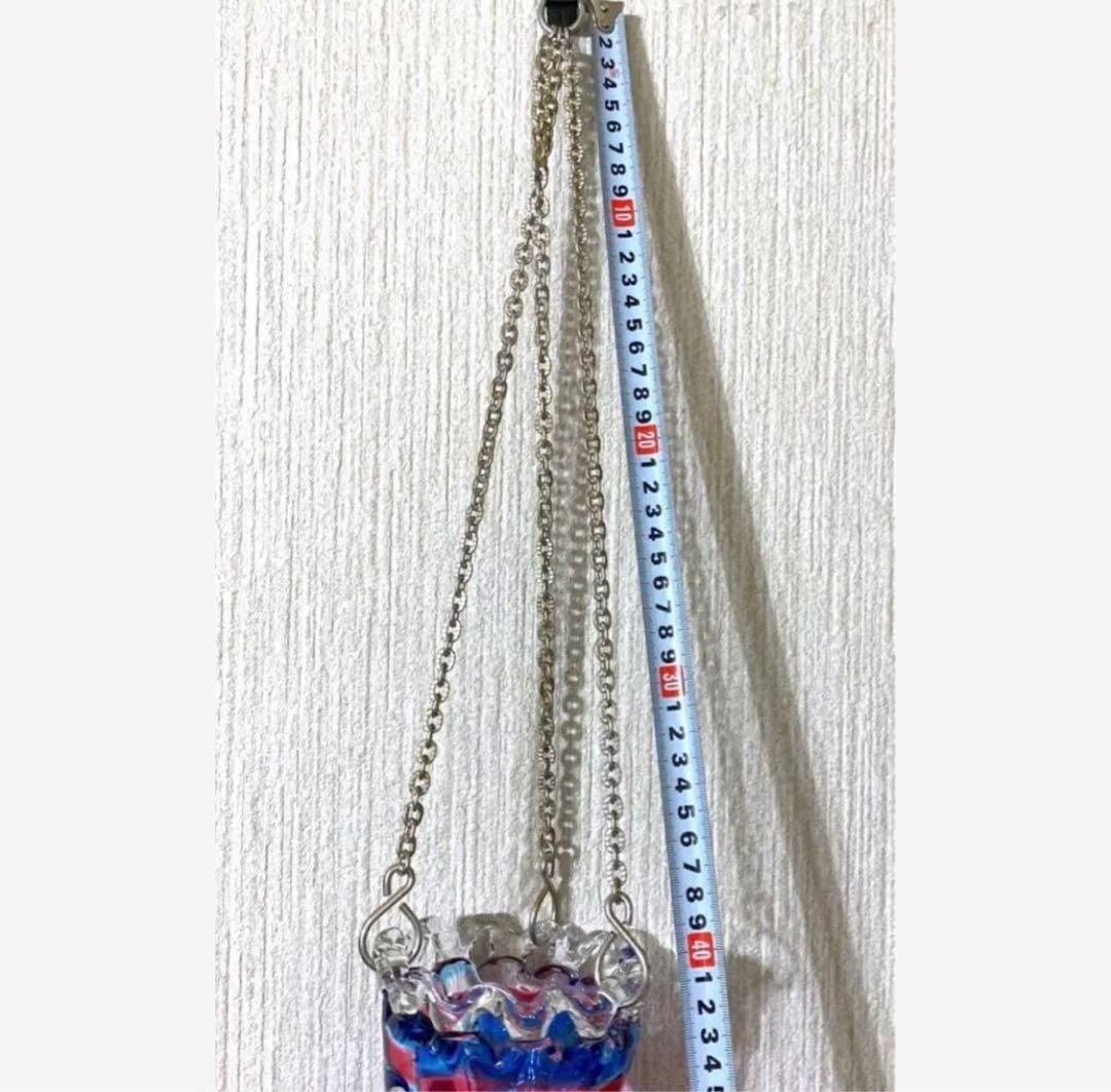 70年昭和レトロアンティーク吊り下げ花瓶ぷっくりレトロガラススパイラルランプシェ