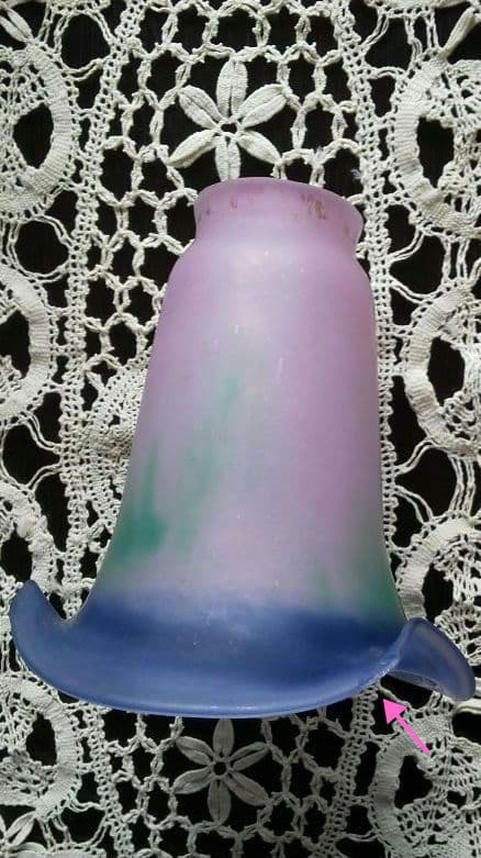 ガラス シェード フランス製 サイン入 アールヌーボー～デコ 洋館 アンティーク