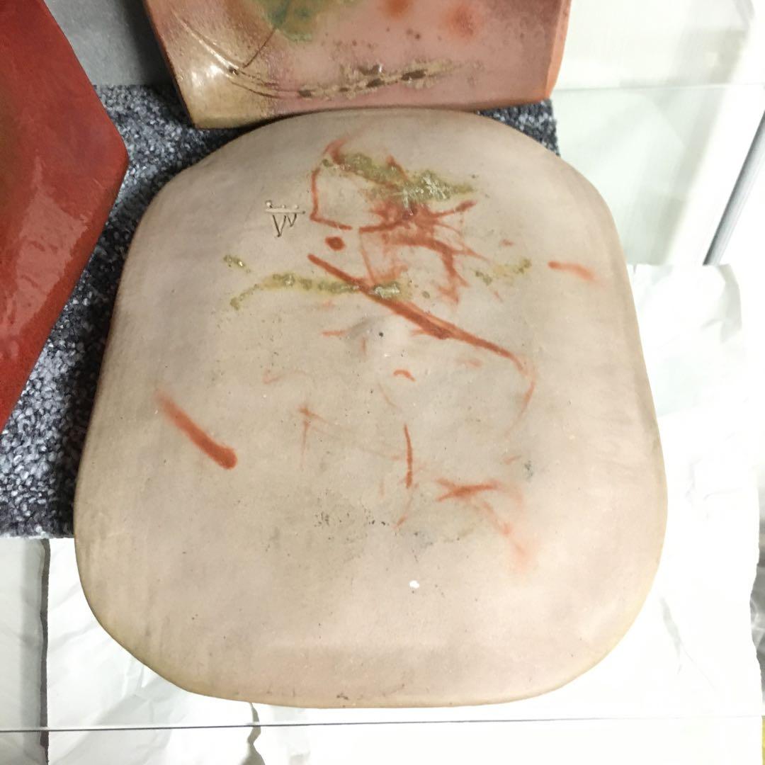 備前焼　緋襷　絵皿　角皿　長方皿　四方皿　大１枚　小２枚　セット