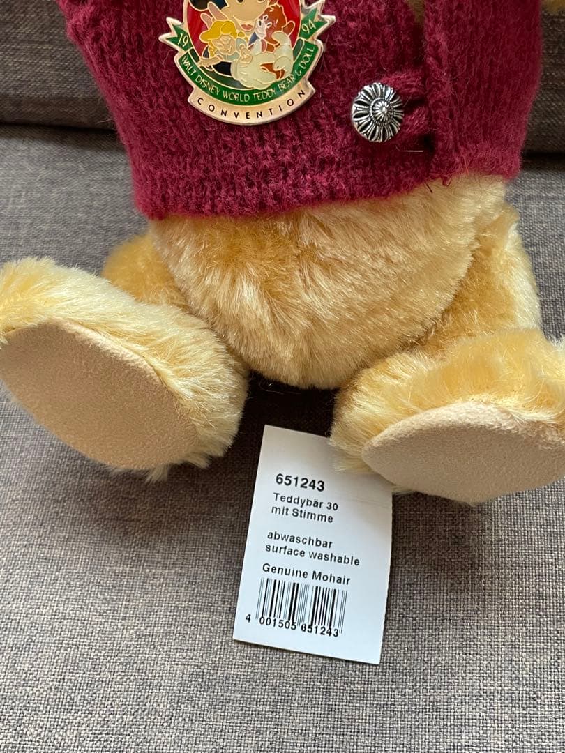 シュタイフ プーさん 限定ピンバッジ付き　1994 ディズニーワールド