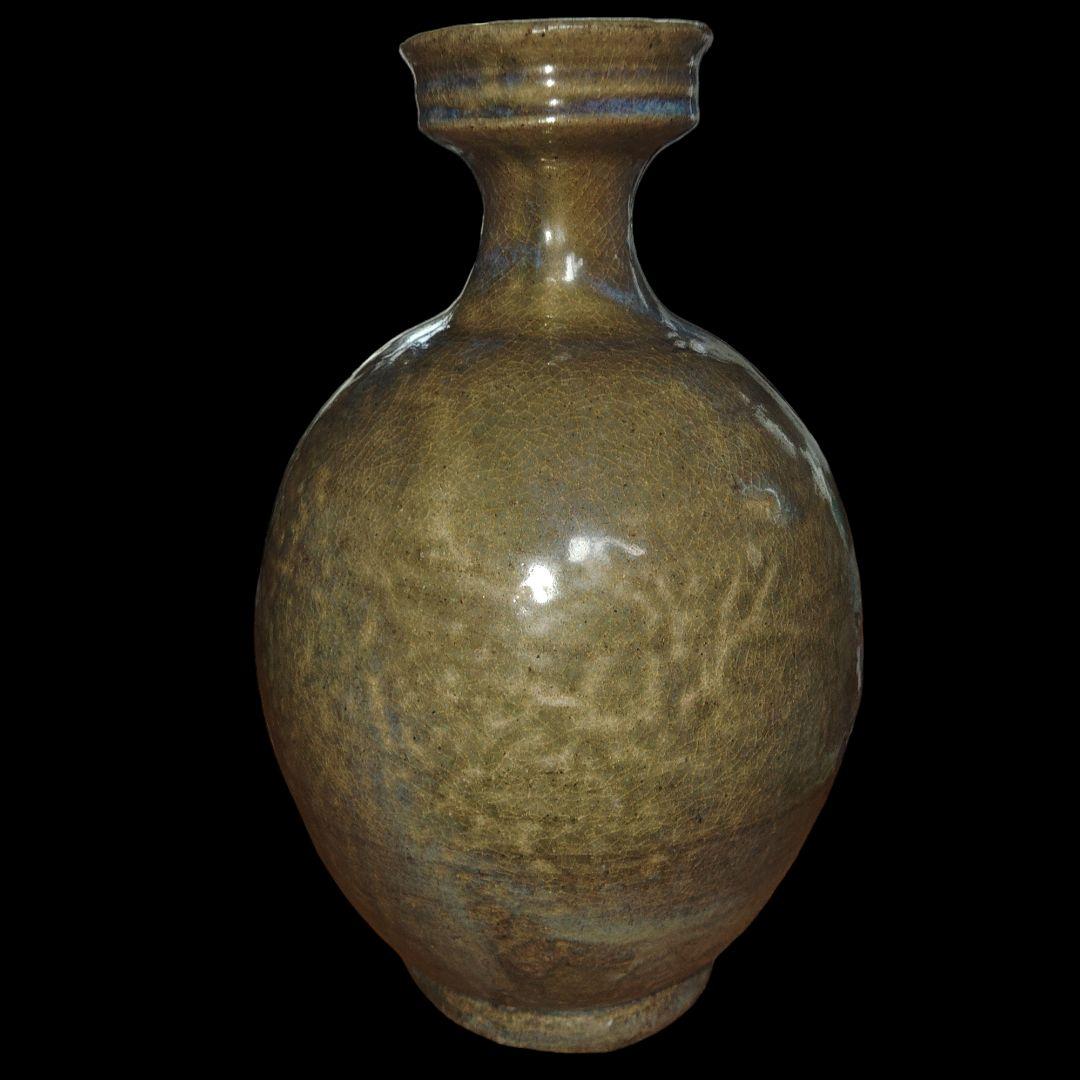 李朝　井戸釉朝鮮徳利　花瓶　古美術