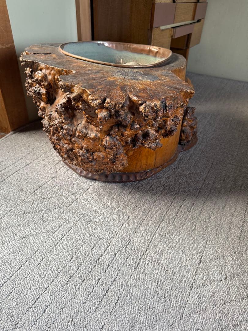 天然木 木製 円形火鉢 自然木の質感 火鉢