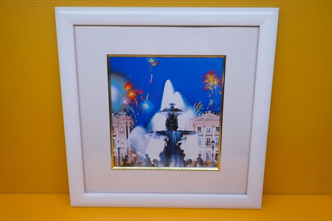 装飾画 アートパネル 噴水と花火 風景画 額装付き インテリア 壁掛け