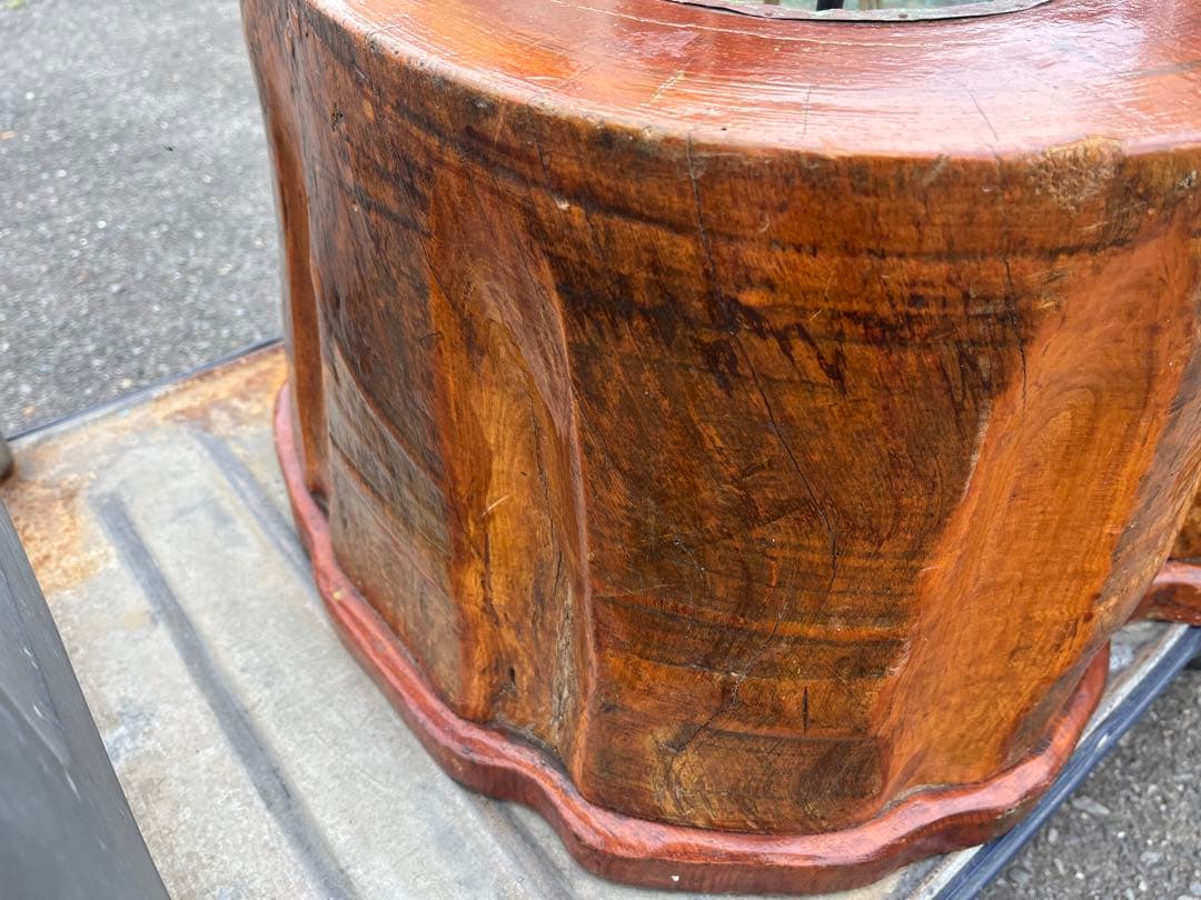 【アンティーク】天然木 切り株 火鉢 無垢 特大 囲炉裏 昭和レトロ 古道具