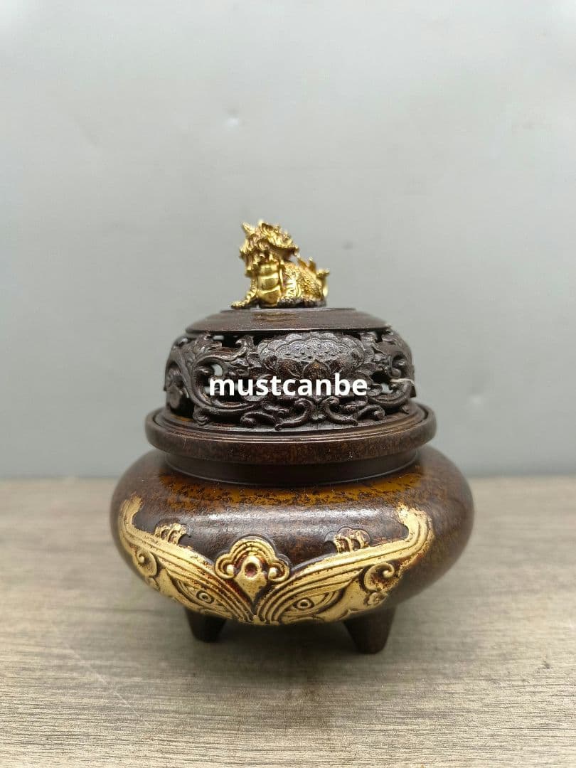 銅製 チ龍獅蓋香炉 室内檀香炉 香道具茶道具 工芸品 置物