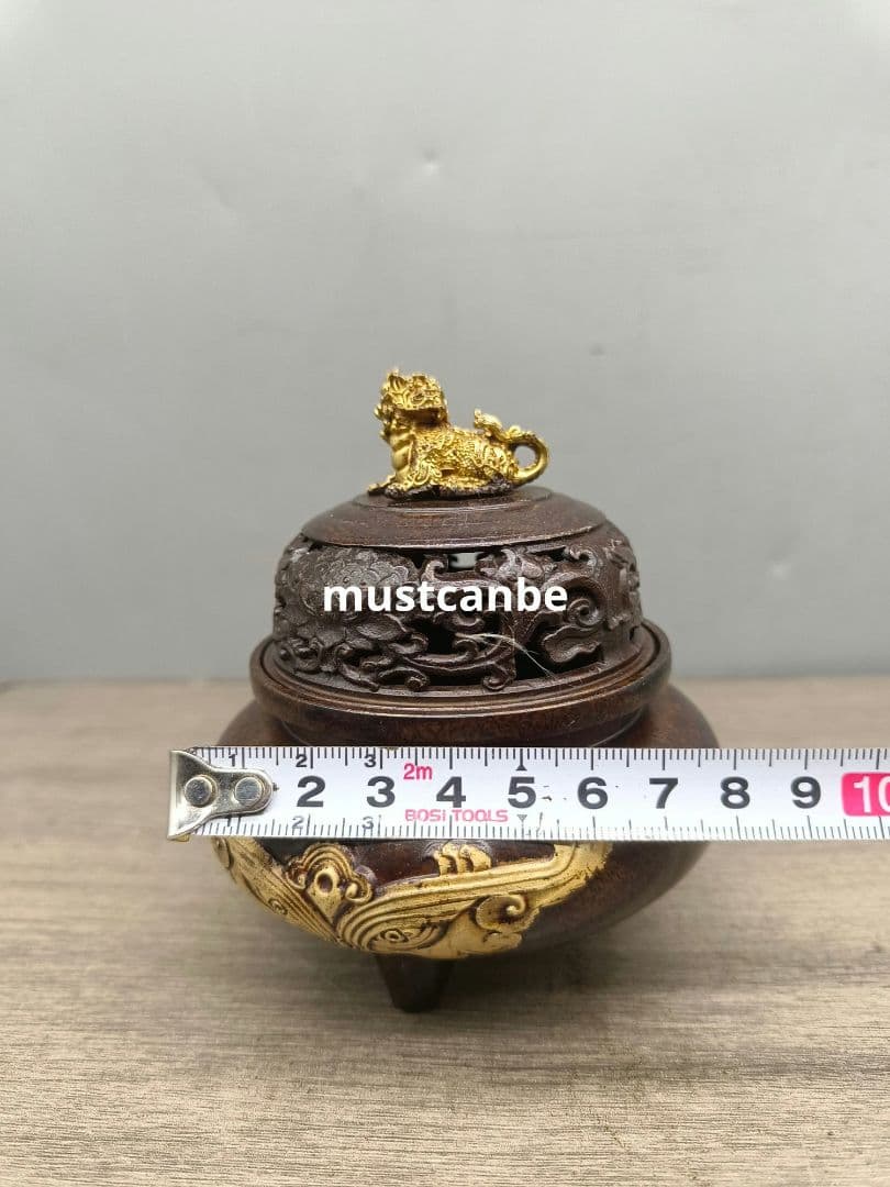 銅製 チ龍獅蓋香炉 室内檀香炉 香道具茶道具 工芸品 置物