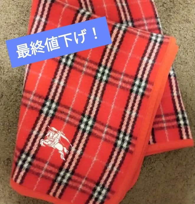 BURBERRYバーバリー　ウール100%ブランケット厚手（レッド）
