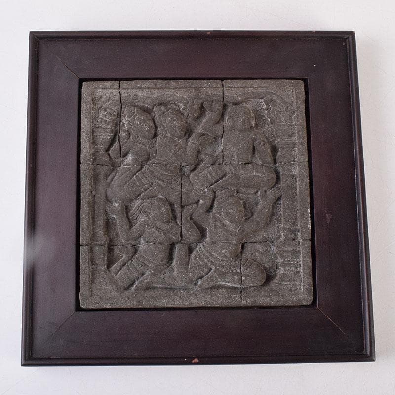 仏教美術　ボロブドゥール寺院　安山岩石粉　レプリカリリーフ　2点　V　R8999