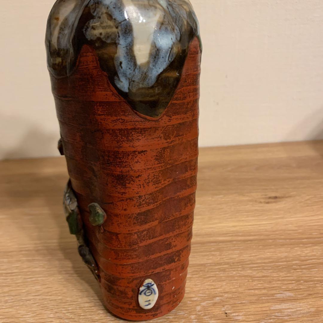 隅田焼　高浮雕人物花瓶　アンティーク　1客