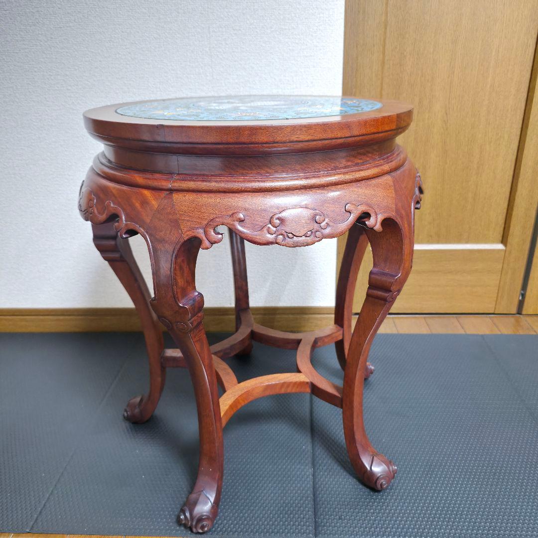 【188】景泰蘭　七宝天板　サイドテーブル　花台飾り台置台装飾時代 唐物中国美術