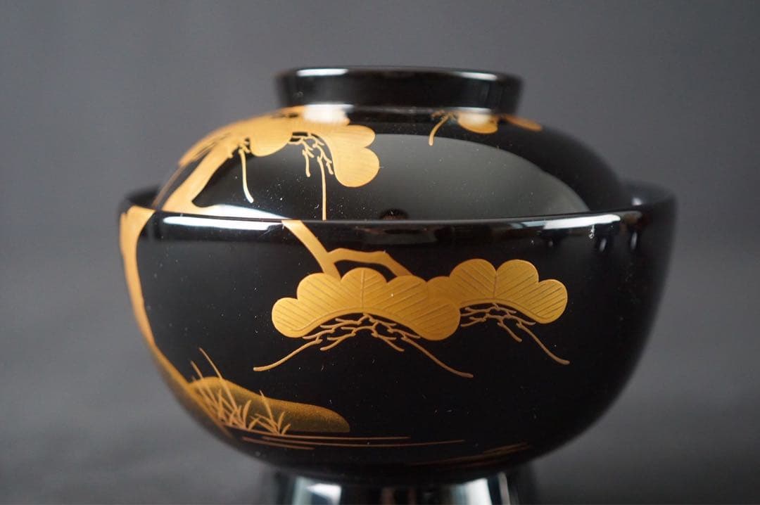 輪島塗 田谷漆器店 松蒔絵 煮物椀 三客 共箱 美品