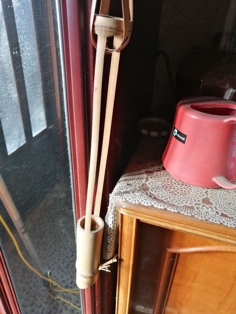 古民具　伝統的な竹製道具 約0.9ｍ 竹筒　竹製花器