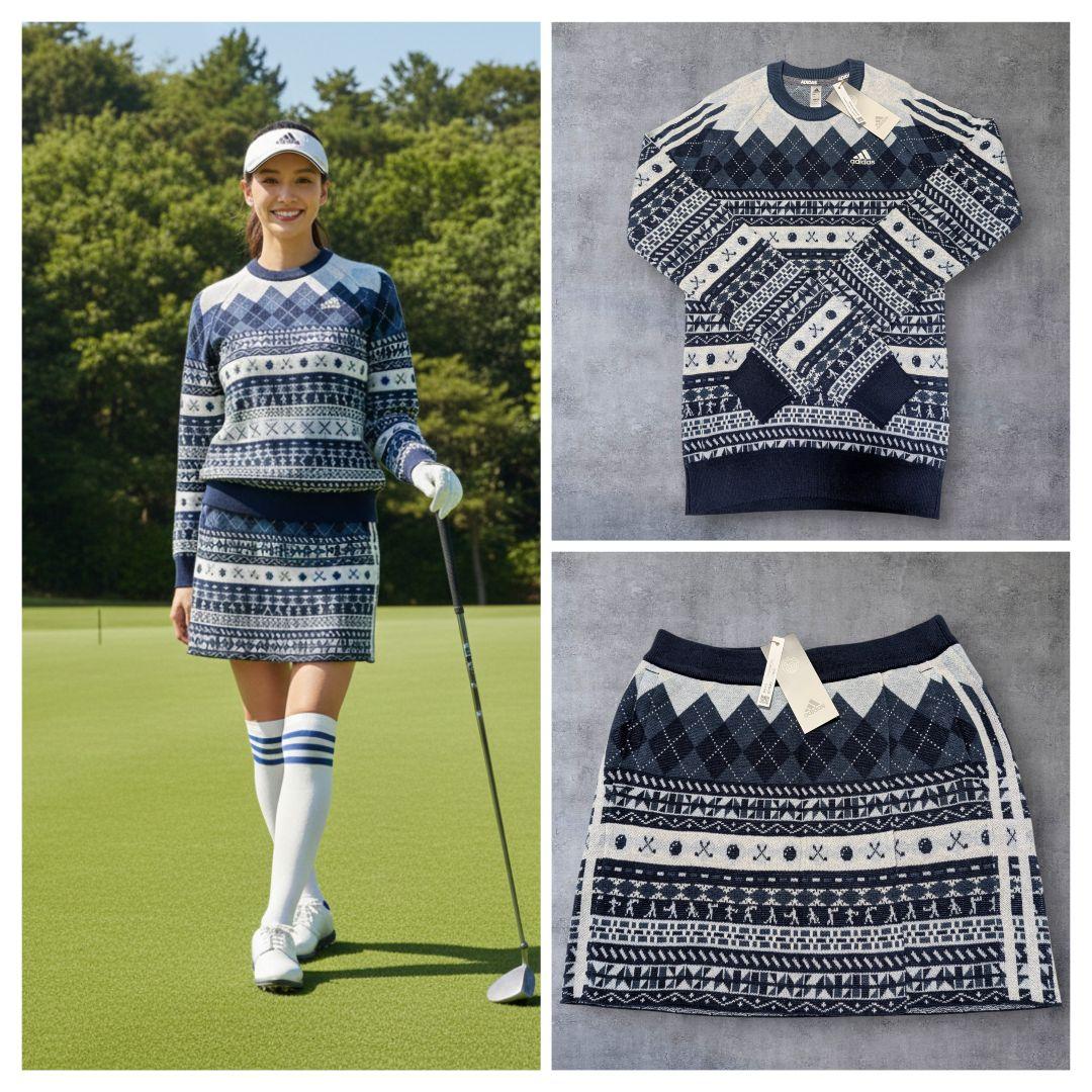【新品55%off】アディダス ゴルフ ヒストリカル柄ニット セットアップ S