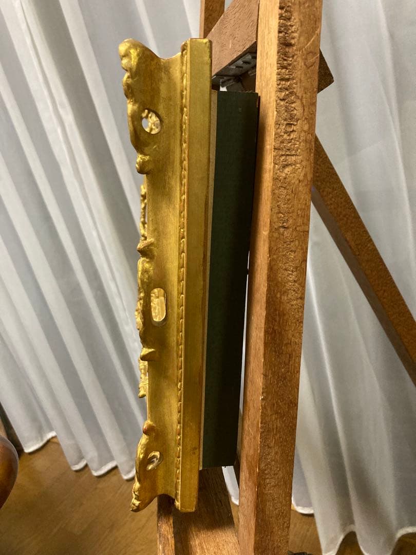 油彩　油絵　肉筆　木陰　<日下部寛> 額装　サイン有り　美術年鑑掲載作家