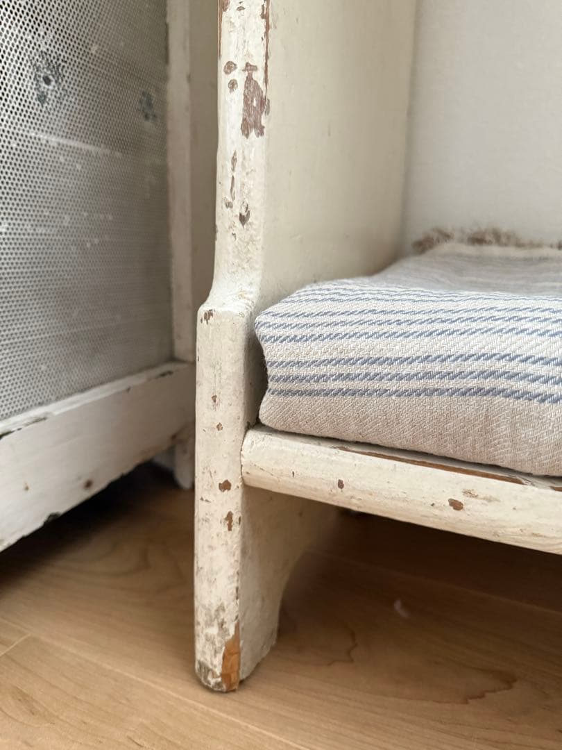 【英国直輸入】アンティーク ホワイト木製シェルフ