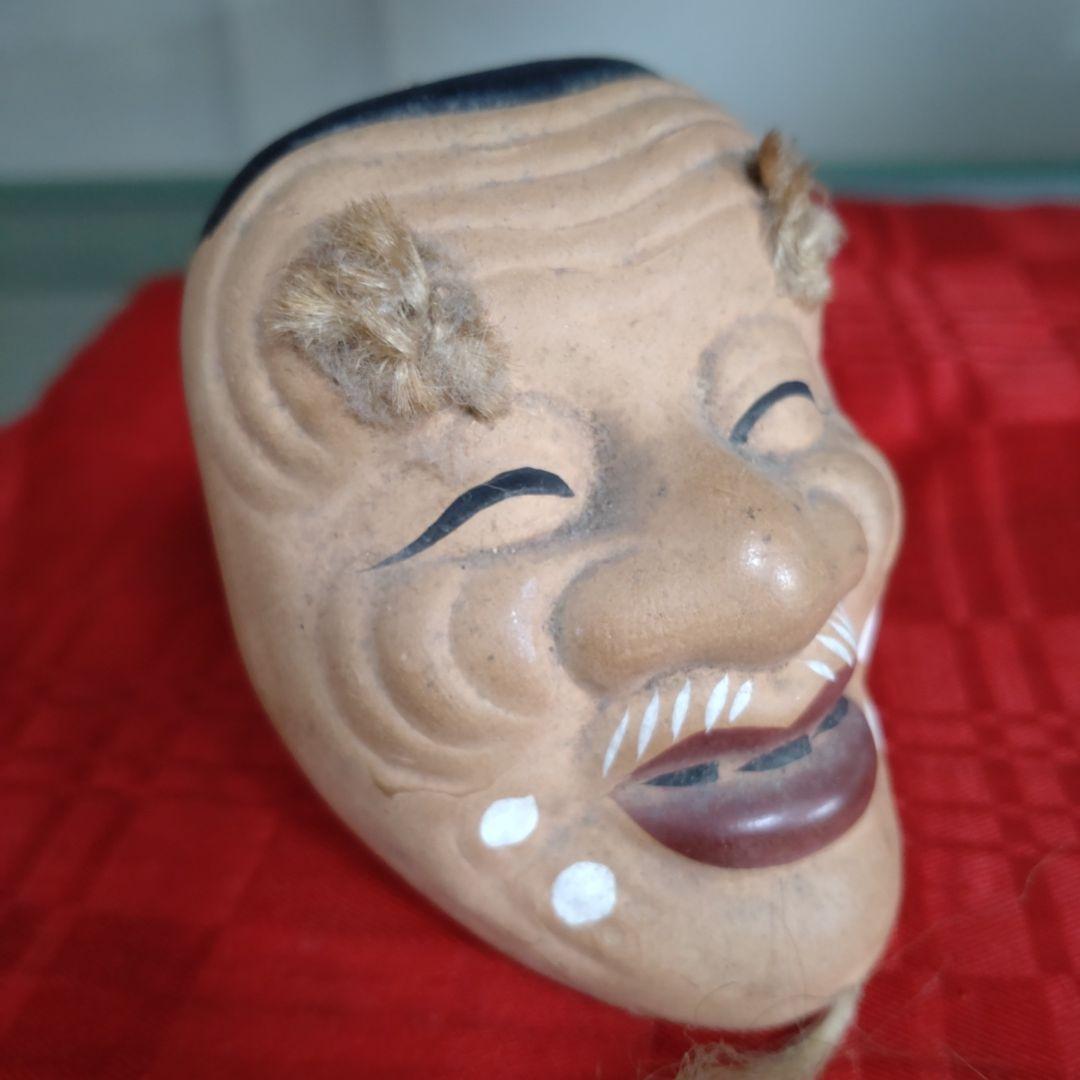 昭和　伝統的な翁の陶器製土鈴