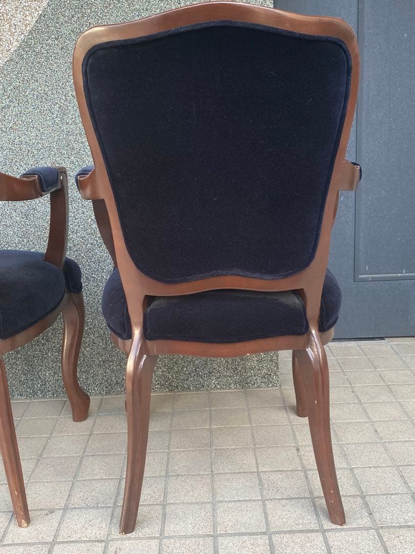 高級ベルベット 猫脚 アーム チェア♦️希少ブラック ゴシック♦️２脚セット♦️送料込