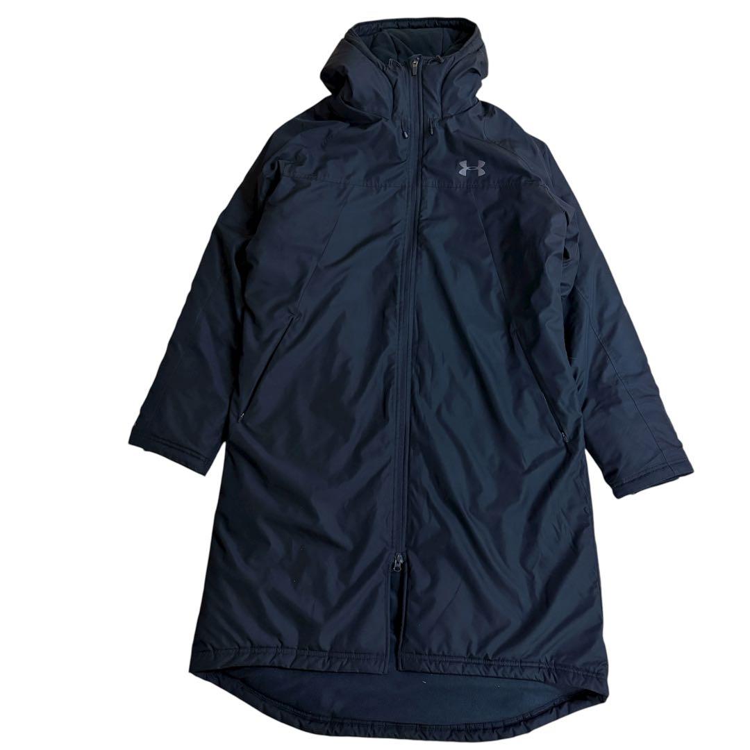UNDER ARMOUR 保温性 ロゴプリント フーデット ベンチコート XXL