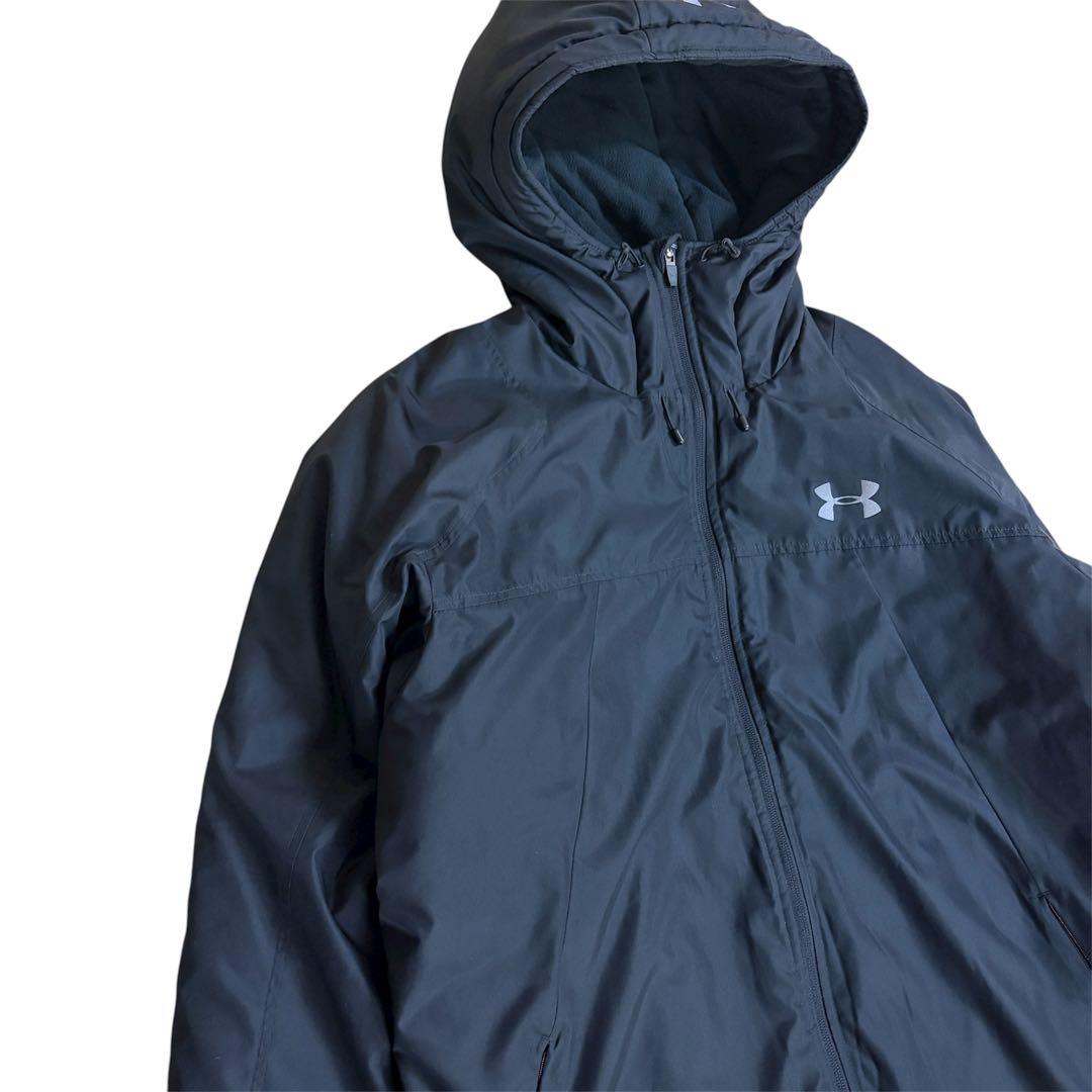 UNDER ARMOUR 保温性 ロゴプリント フーデット ベンチコート XXL