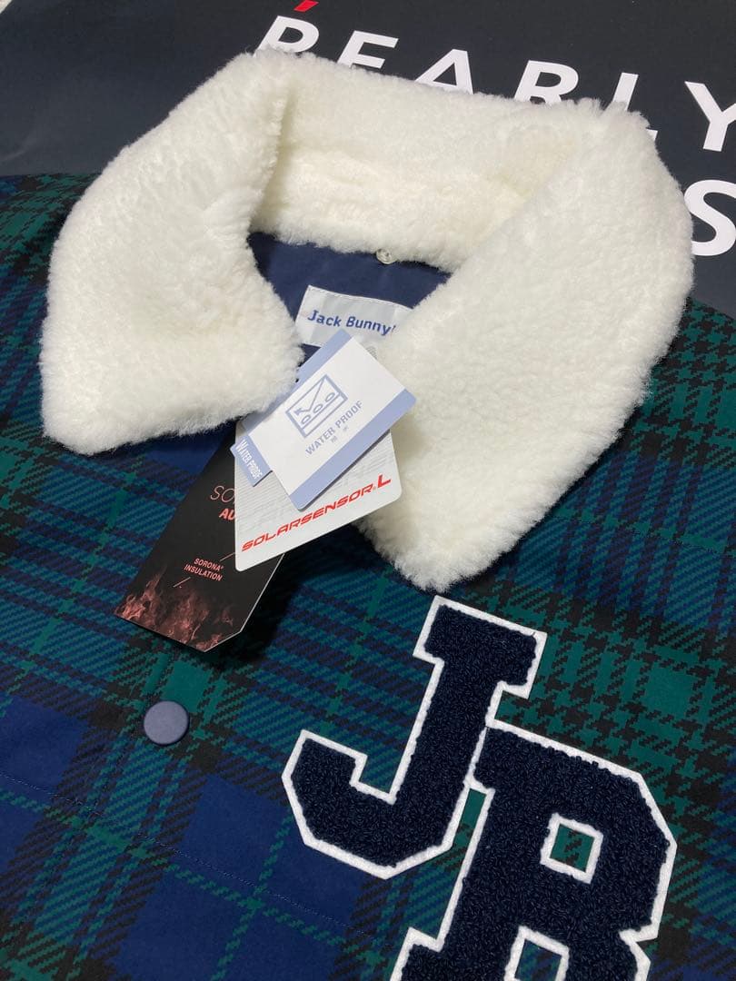 新品 ジャックバニー 2WAYストレッチタフタ ボア襟ブルゾン(5)サイズL/緑