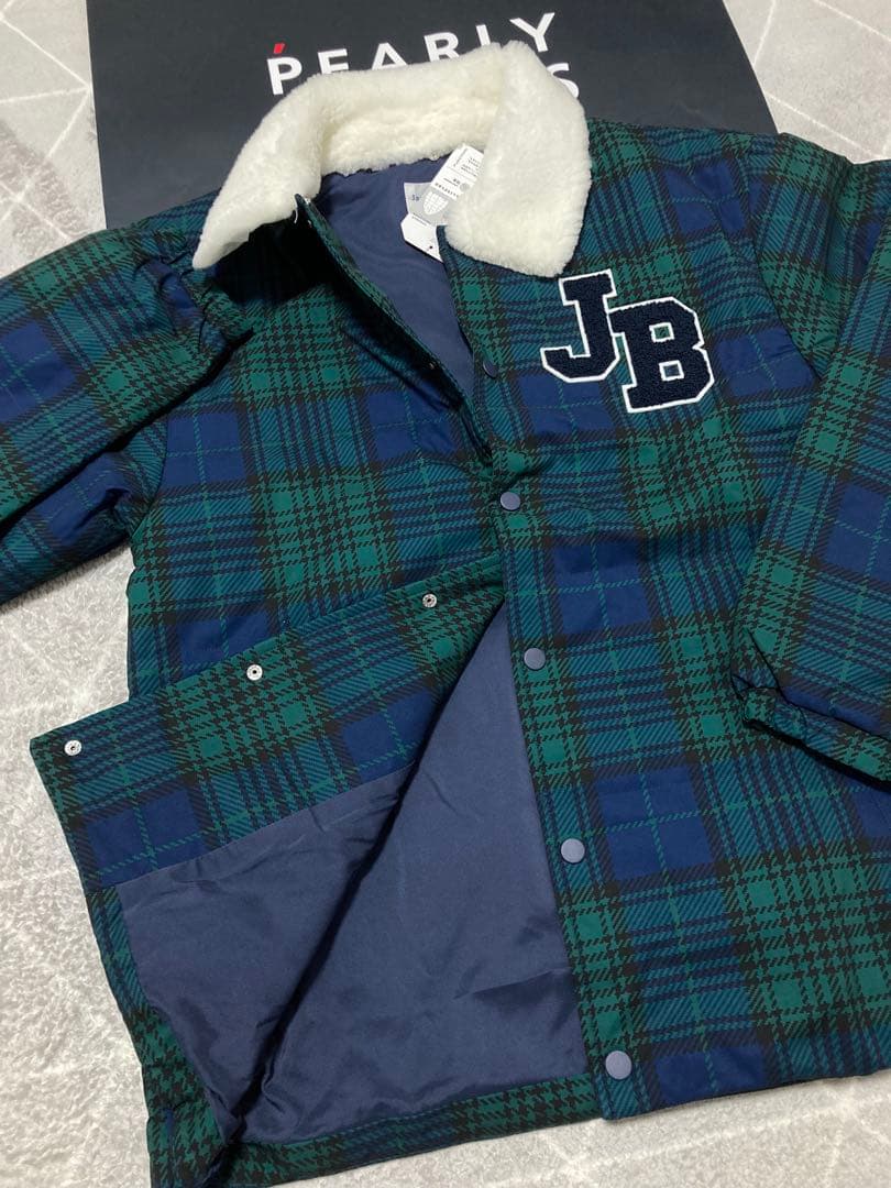 新品 ジャックバニー 2WAYストレッチタフタ ボア襟ブルゾン(5)サイズL/緑