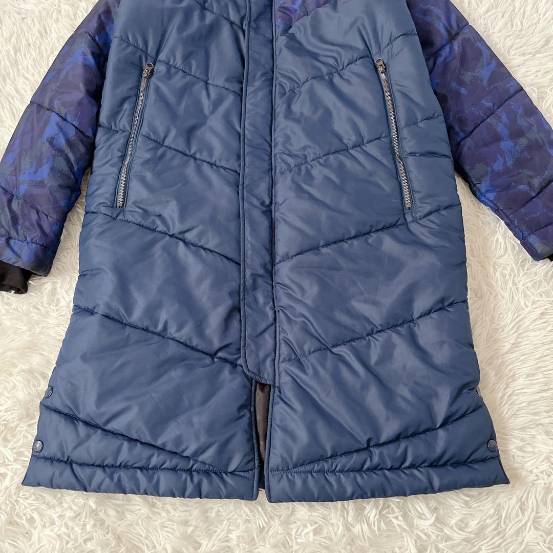 美品✨ATHLETA ベンチコート 迷彩切り替え フード付き 中綿ロングコート