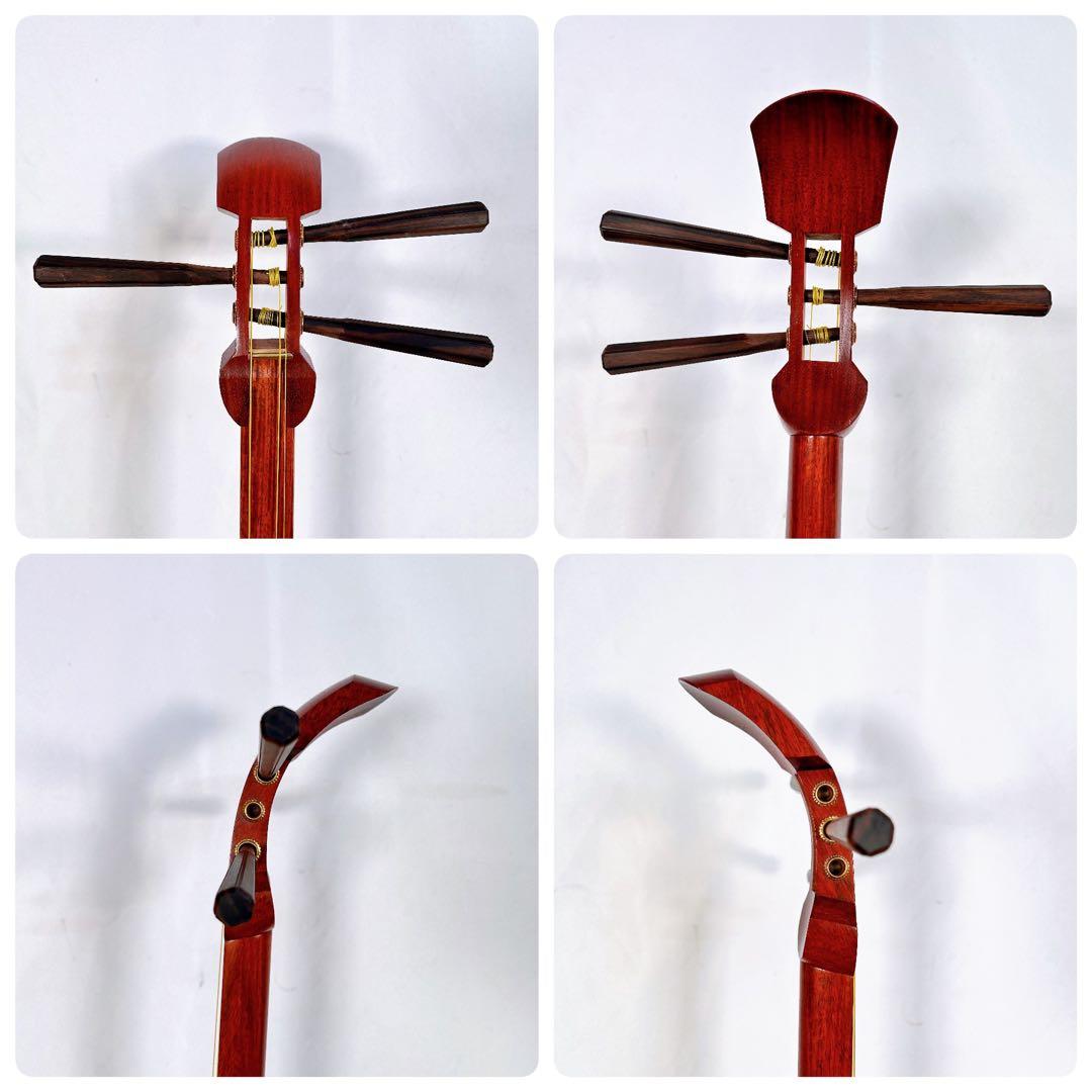 長唄三味線　細棹　花梨　丸打胴　皮破れなし　天神欠けなし　初心者オススメ