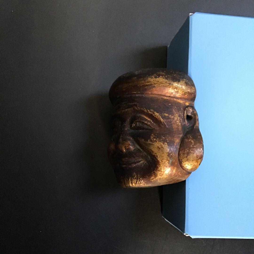 珍品　金属製顔彫刻　オブジェクト　骨董品　アンティーク