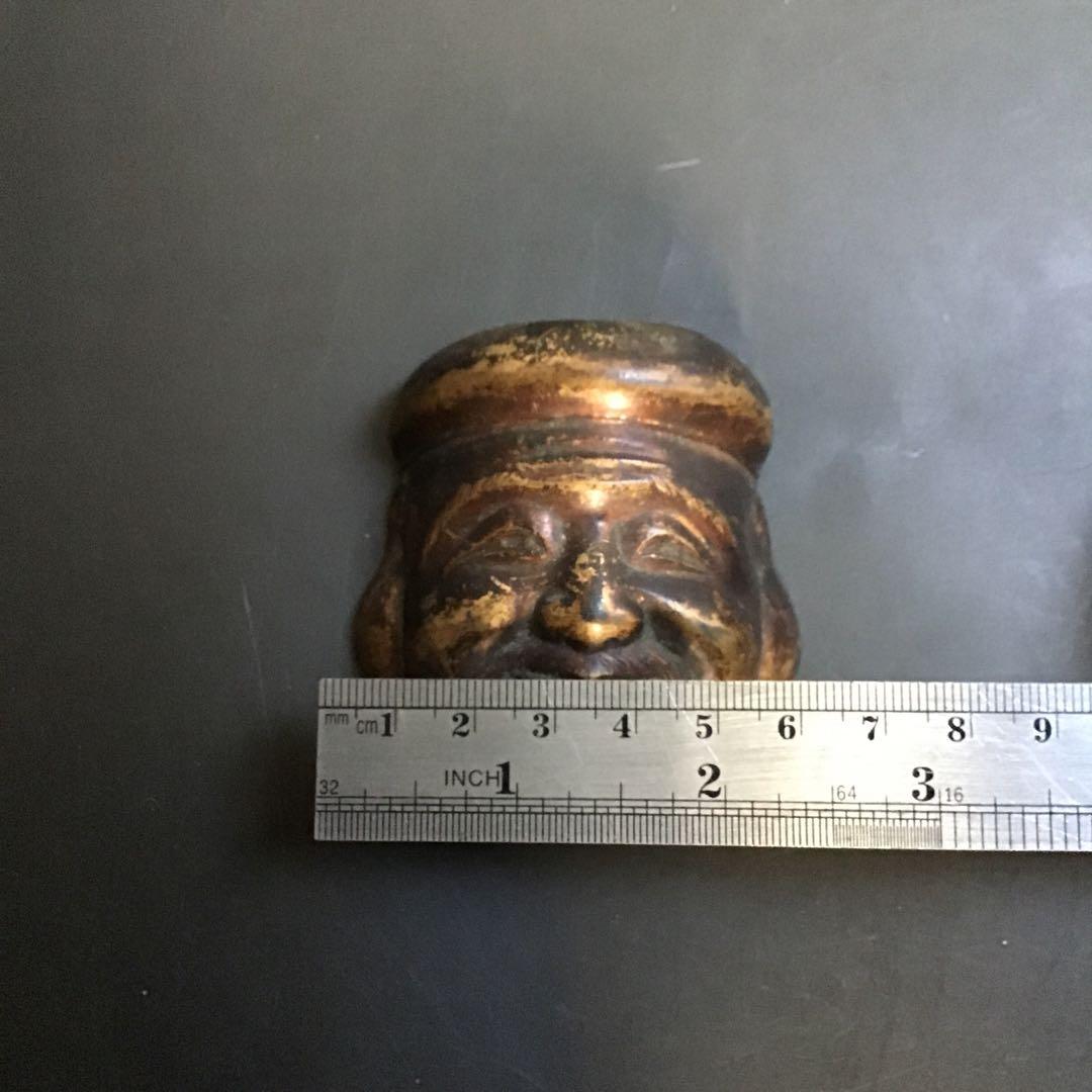 珍品　金属製顔彫刻　オブジェクト　骨董品　アンティーク